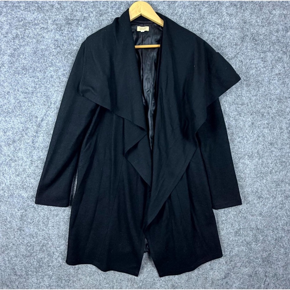 Piko 1988 Draped Coat Womens Large Black Wool Lined Shawl Collar Open Front